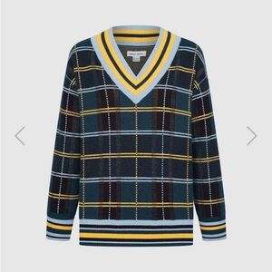 Urban Revivo Multicolor Plaid V-Neck Sweater